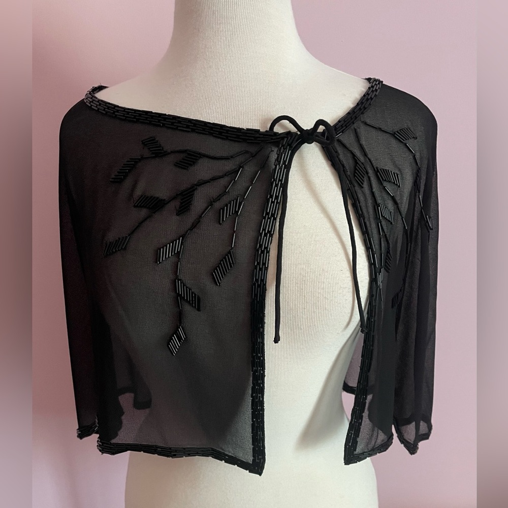 J Kara Black Beaded Capelet